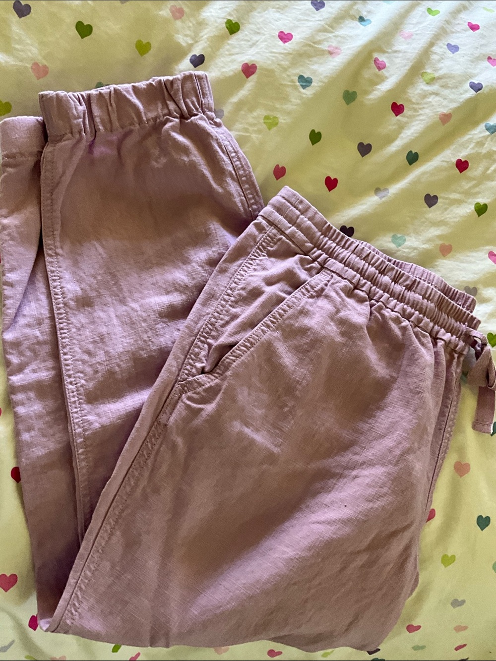 J.CREW LINEN JOGGER STYLE PANTS SIZE 14 COLOR IS LAVENDER I MAYBE WORE ONE TIME.